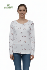 WOMENS PRINTED FULL SLEEVE T SHIRT - Smgarment's